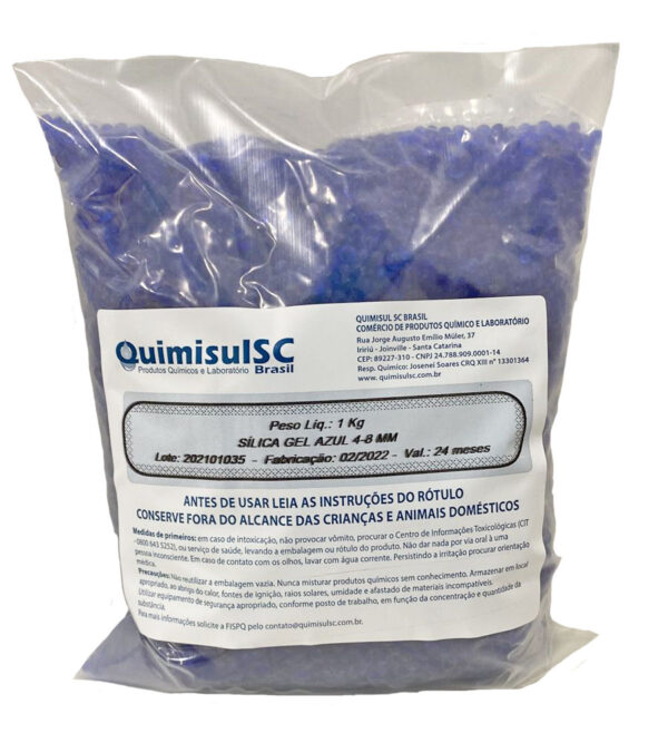 Sílica Gel Azul - Pacote De 1Kg - Grânulos De 1-3 Mm